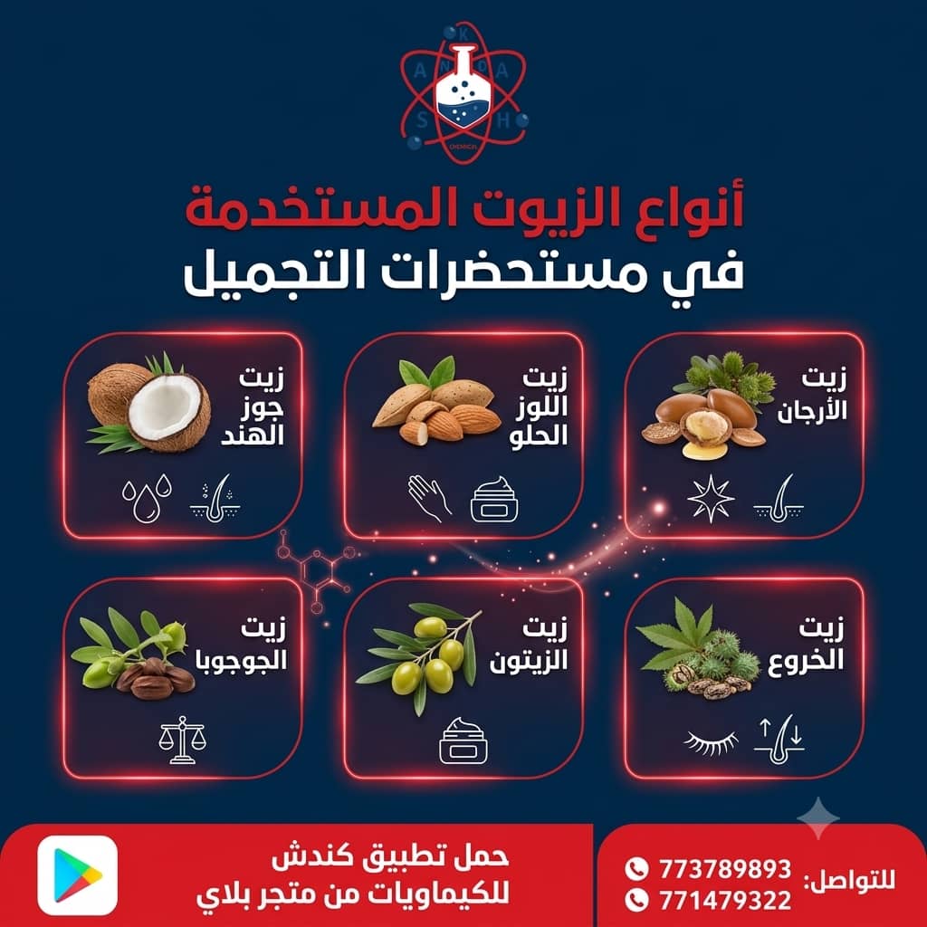 أنواع الزيوت المستخدمة في مستحضرات التجميل