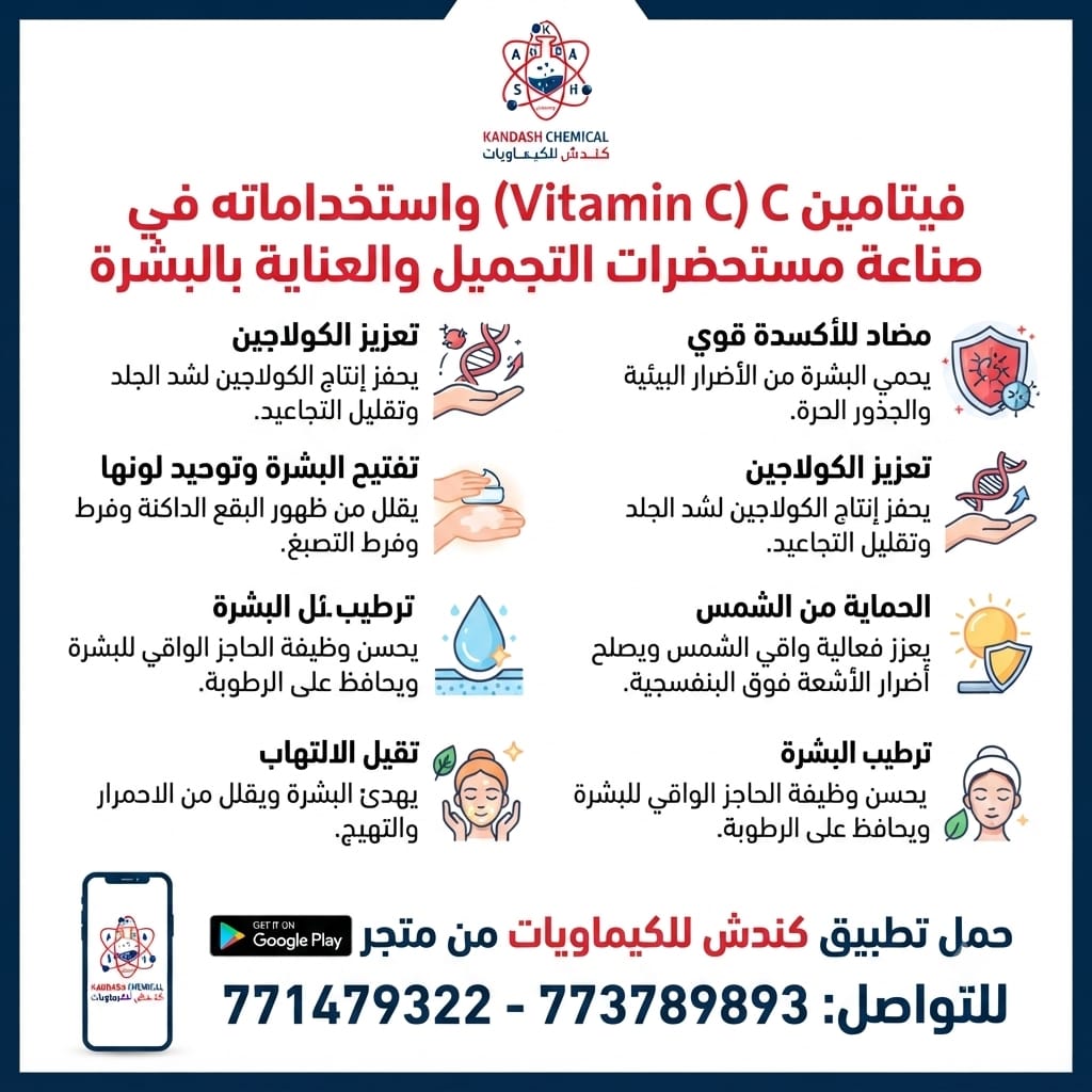 فيتامين C (Vitamin C) واستخداماته في صناعة مستحضرات التجميل والعناية بالبشرة