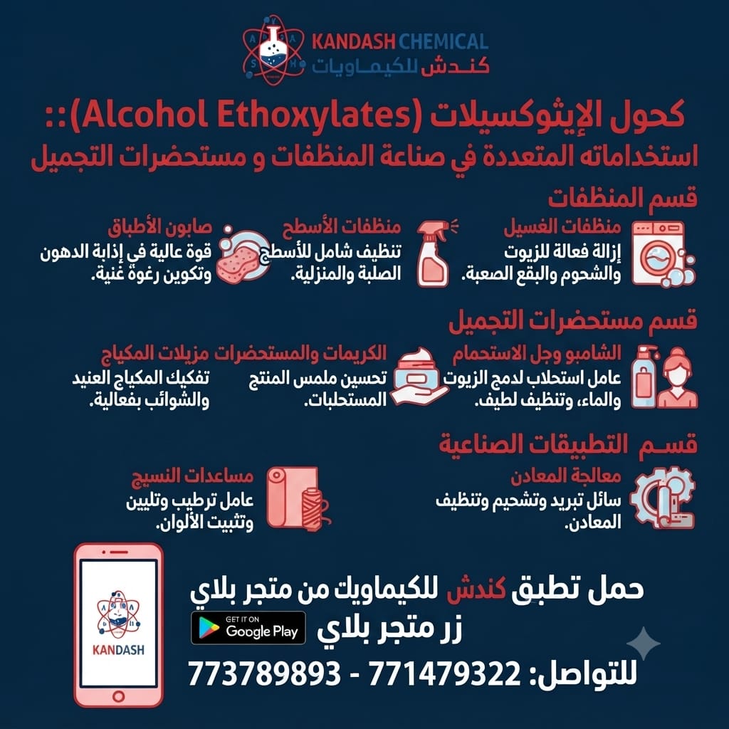 كحول الإيثوكسيلات (Alcohol Ethoxylates) واستخداماته في صناعة المنظفات ومستحضرات التجميل