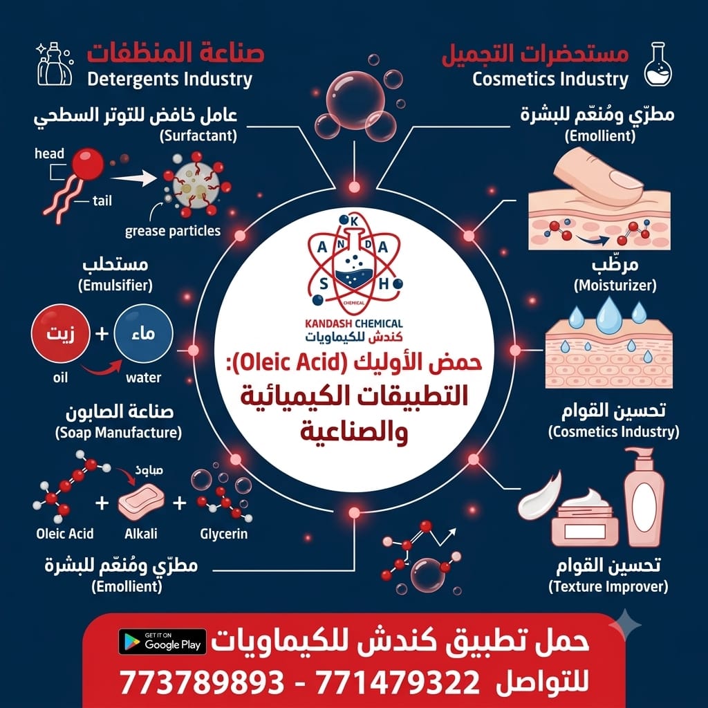 حمض الأوليك (Oleic Acid) واستخداماته في صناعة المنظفات ومستحضرات التجميل