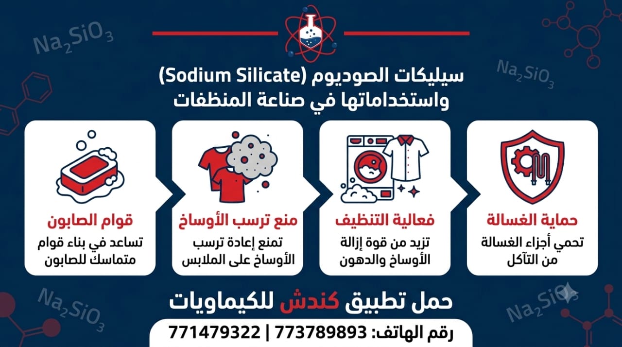 سيليكات الصوديوم (Sodium Silicate) واستخداماتها في صناعة المنظفات